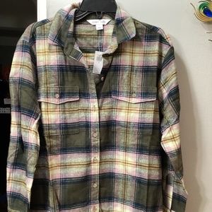 Old Navy Long-Sleeve plaid flannel boyfriend Tunic shirt for women